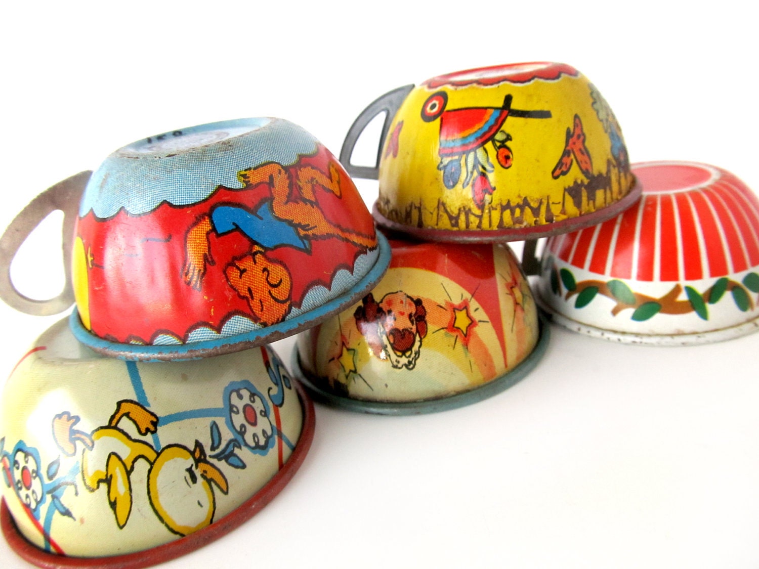 Tin Toy Teacups INSTANT COLLECTION Set of 5