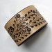 Little Black Flowers - Wide Leather Wristband