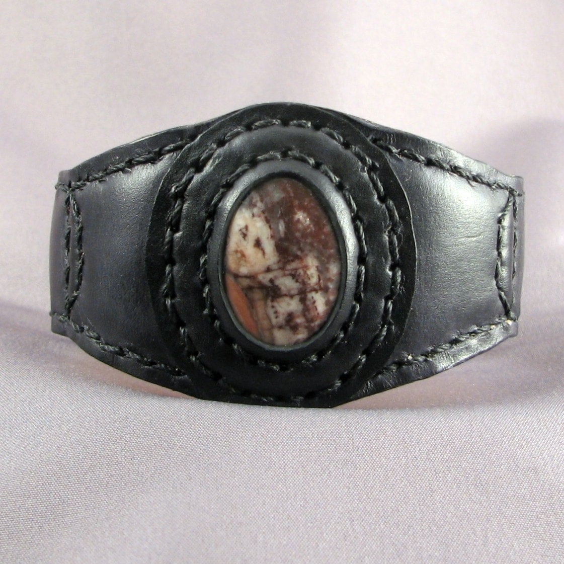 Stone & Leather Cuff / Bracelet for Men or Women Kona