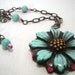 Aqua Turquoise and Honeysuckle Pink Flower Necklace