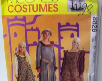 Sewing Pattern McCall's 8826 Misses' Medieval Costumes Size 12-14-16 Uncut Complete