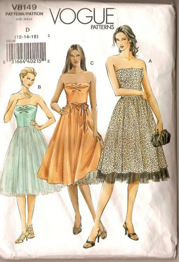 Sewing Pattern Vogue 8149 Misses&-39- Strapless by GoofingOffSewing