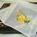 Vintage hankie, handkerchief, hankey with orange and yellow embroidered flowers - cotton lawn, batiste