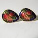 Vintage earrings, Cloisonee, for pierced ears, drop shaped with flower pattern