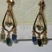 Vintage gold earrings - Van Dell earrings 12K gold filled - new old stock circa 1950 with colored rhinestones and crystals