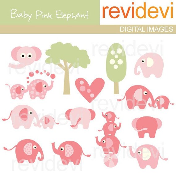 Clip art Baby Pink Elephant Digital Images Cute Elephants
