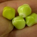 Vintage Glass Beads German LIME GREEN Bi CONE 9mm pkg 4 gl241