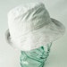 Womens Hat : Sunhat in White, Gray, and Silver Pinstripe Cotton - Carmelita - L