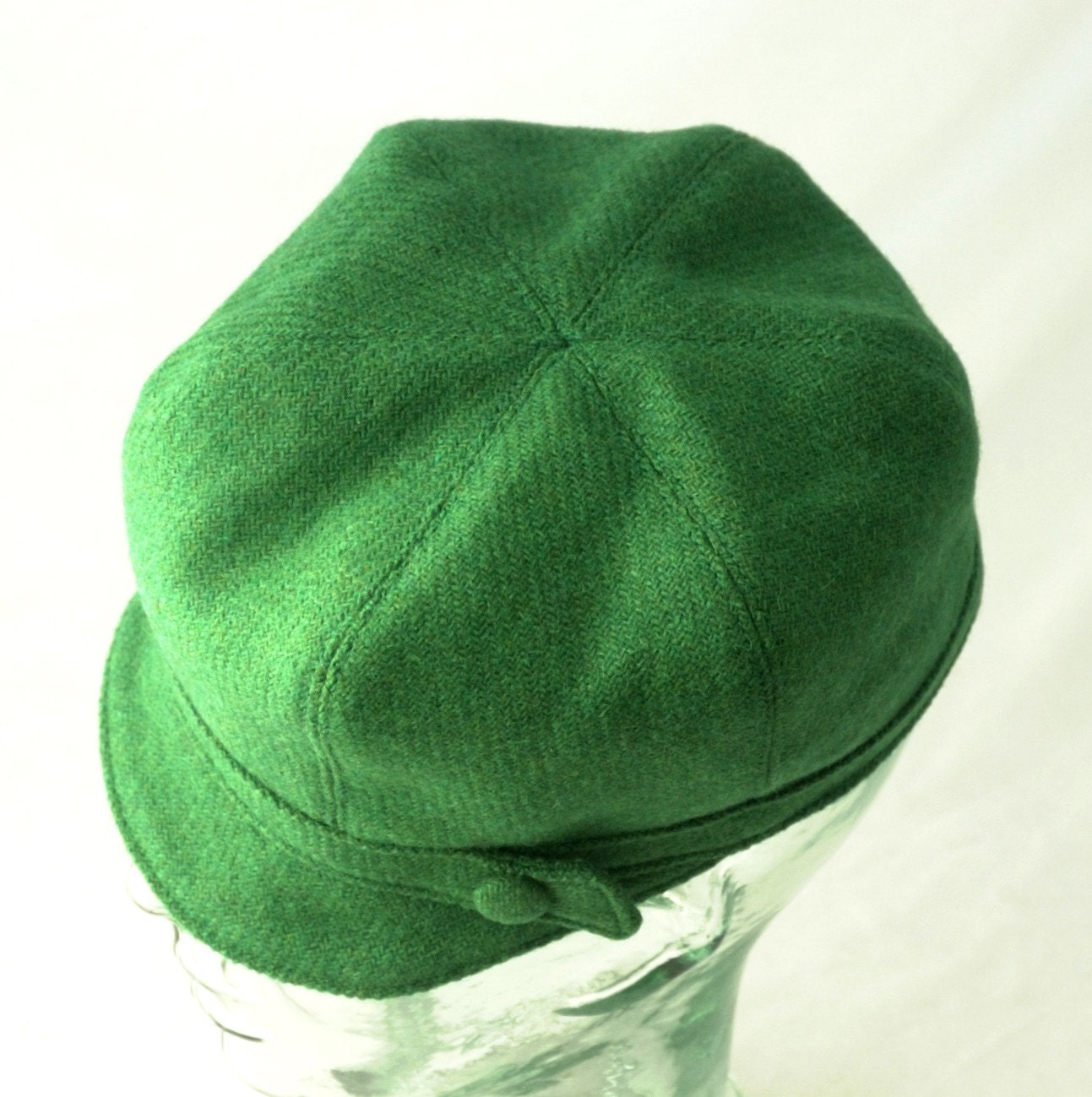Vibrant Green Wool Newsboy Hat Janis M