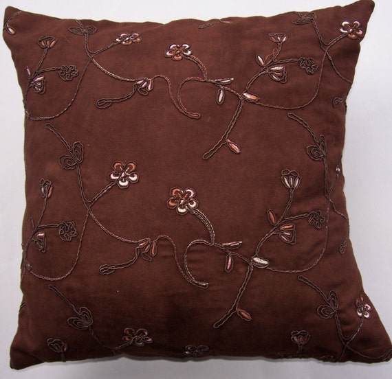 Brown Suedecloth Throw Pillow Chocolate Brown Cushion Cover