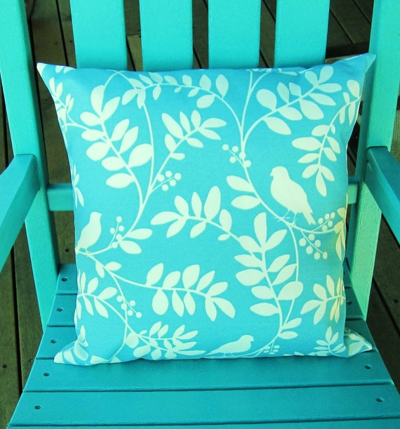 Turquoise Throw Pillow Indoor Outdoor Tiffany Blue Birds