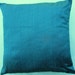 Turquoise Throw Pillow - Silk Peacock Blue Cushion Cover - 18 x 18