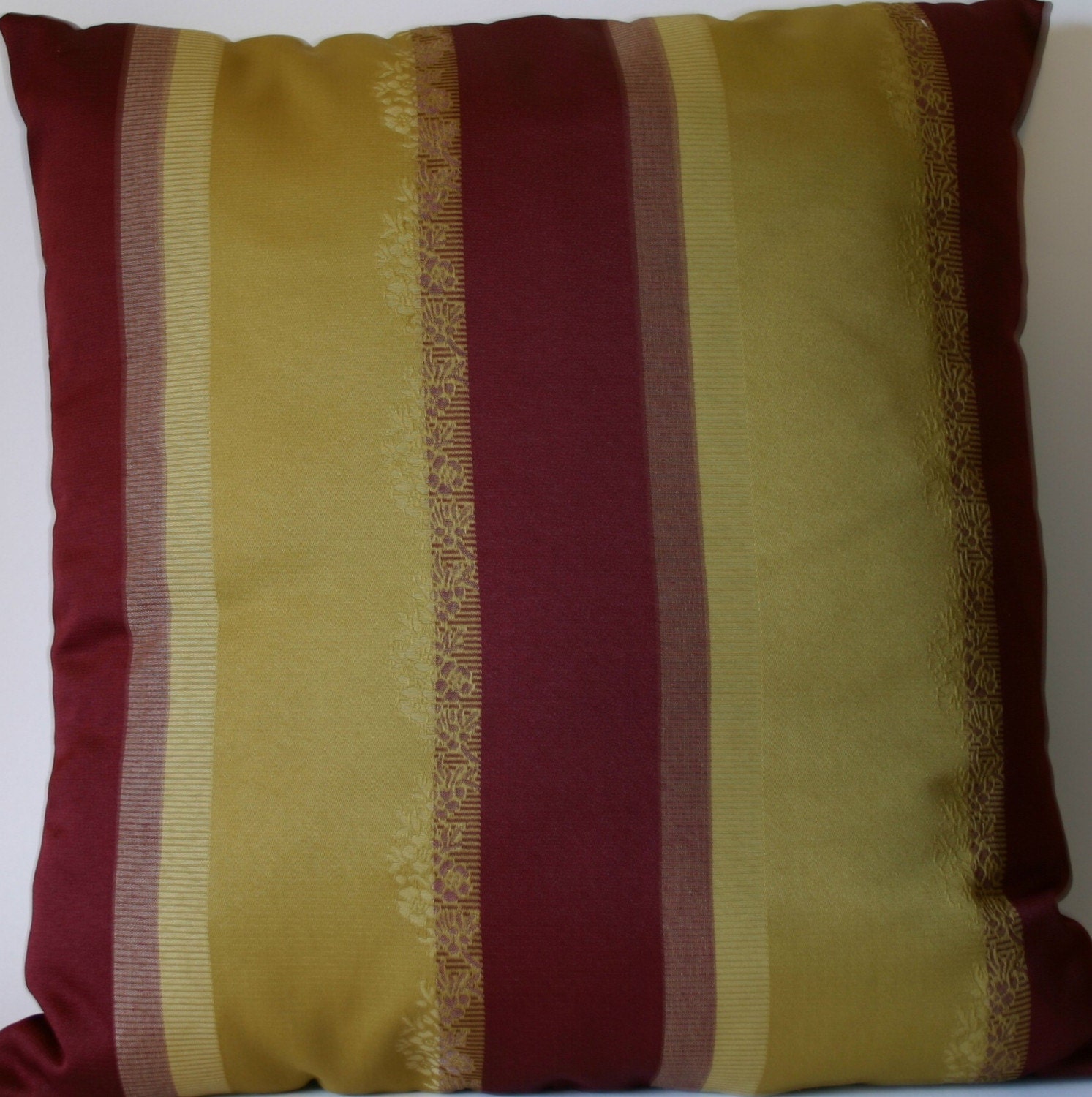 Burgundy and Gold Throw Pillow Cover Striped Cushion Cover