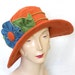 Sun Hat - Womens Travel Hat - Organic Vintage Style Hat -Edwardian - Orange and Teal - Traveling Mabel