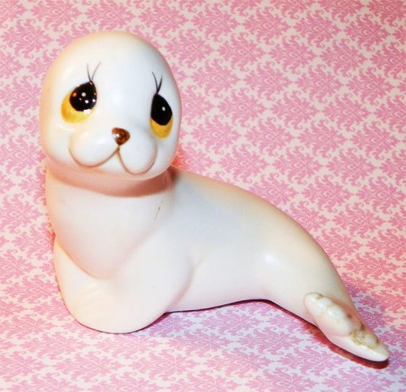 Cute Vintage Ceramic Seal Figurine by on Etsy