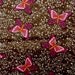 Pink brown butterfly fabric - 1 yard - small hearts