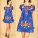 ViNtAgE Blue Mexican Embroidered MiNi Dress