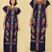 ViNtAgE 60's 70's Floral Mexican Embroidered Maxi Dress Tunic