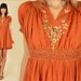 ViNtAgE 20's 30's Hungarian Embroidered smocked Bohemian Mini dress