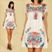 ViNtAgE 70's White Floral Mexican Hand Embroidered MiNi Dress Tunic