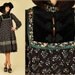 ViNtAgE 70's Gunne Sax Black Velvet Calico Romantic Poet Slv. Dress s/m
