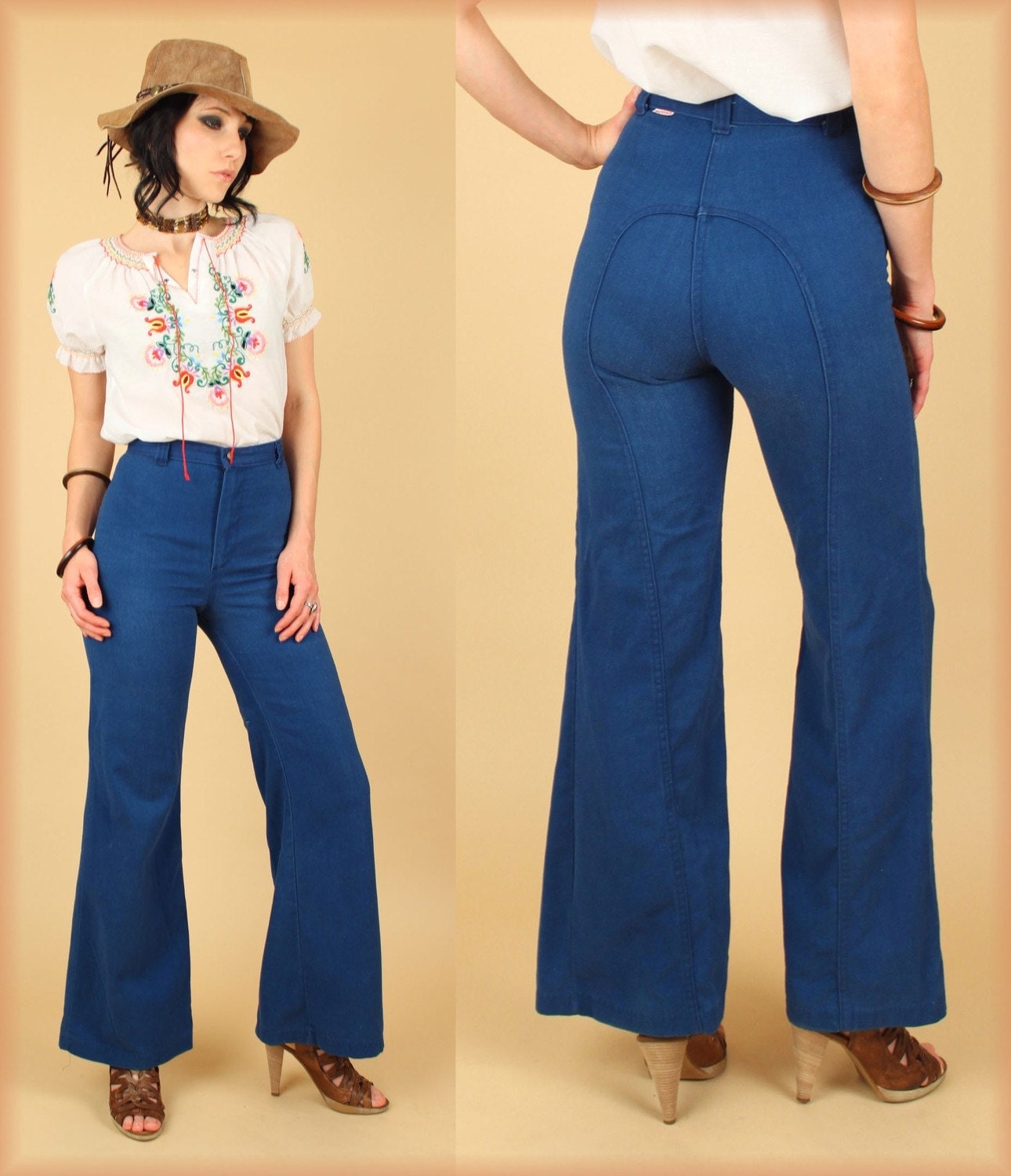ViNtAgE 70's DITTO Blue High Waisted Bell Bottom Jeans