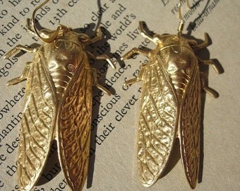 CICADA Earrings huge statement Jewelry raw brass jewelry