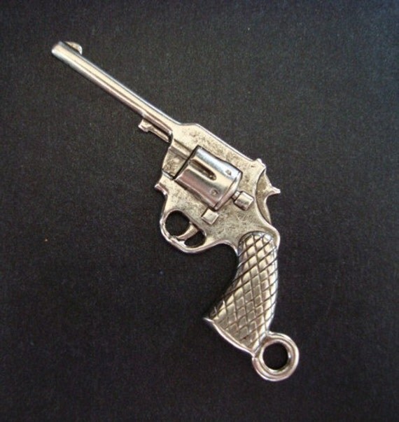 Gun Pendant, Jewelry Supplies, The SILVER REVOLVER, Gun charm, USA ...