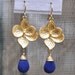 Lapis Earrings, Dangle Earrings, Gold Earrings, Lapis Gemstone teardrop, gold filled wire, gold plated flower, gold filled ear wire