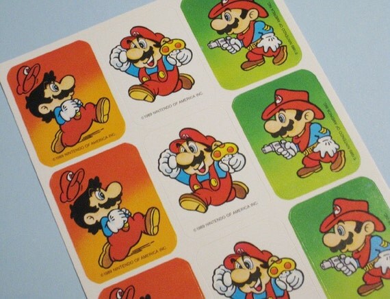 Super Mario Brothers Sticker Sheet 36 Stickers on Sheet