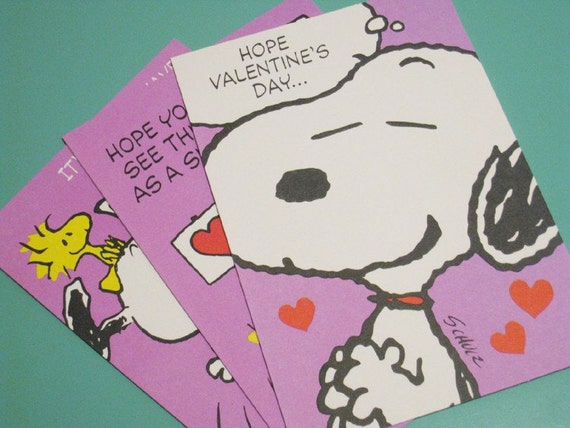 Vintage Hallmark Snoopy and Woodstock Valentine Cards Lot of