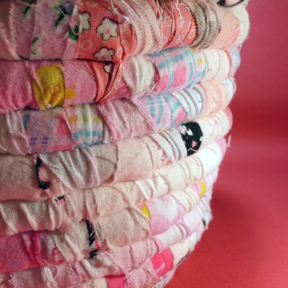 Pink Coiled Fabric Basket by mamacateyes on Etsy