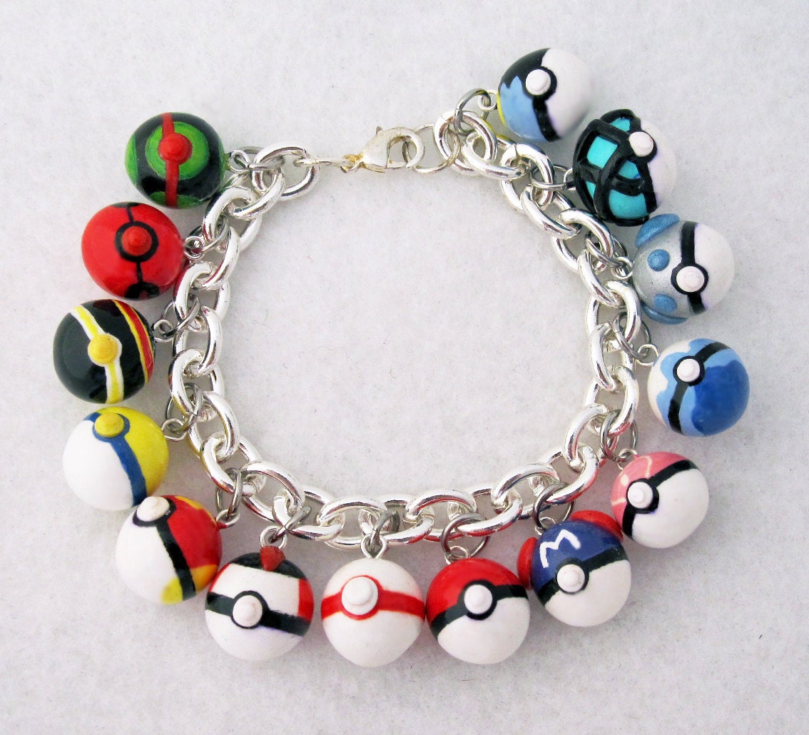 Custom Pokemon Pokeball Video Game Anime Bracelet with Your