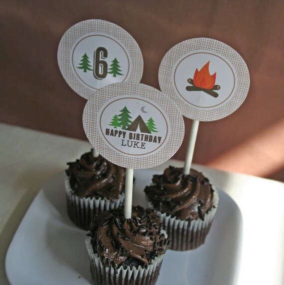 Cupcake Toppers - Camping - PRINTABLE only Il_570xn