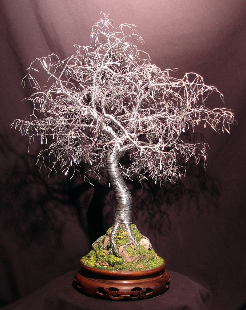 Bonsai with Hammered Leaves wire tree sculpture by Sal