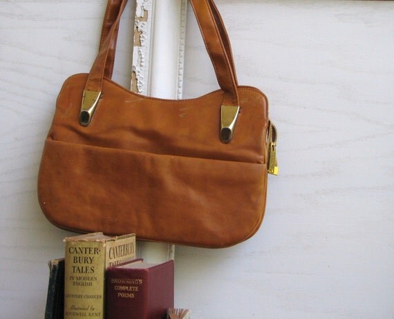 Vintage leather camel colored bag