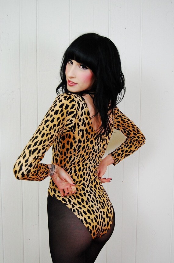 vintage 80's leopard leotard