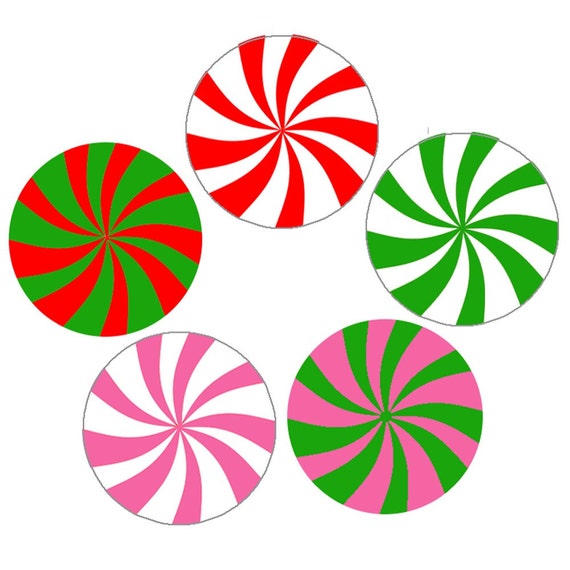 Peppermint Candy Cane Swirls 1 Inch Magnets by CarolinaHomeStudio