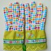 KIDS Designer Garden Gloves - As seen in Better Homes and Gardens DIY Magazine - Colorful Flowers, Lime Green Crocheted Lace - One Size