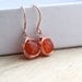 Carnelian Rose Gold Bezel Wrapped Earrings, Tangering Orange Fashion, Summer Fashion - Chiclets
