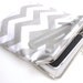SALE - Gray Chevron iPad Case or Sleeve with Kisslock Frame - iPad Case or Clutch - Notebook Clutch - Gray Chevron Laminated Canvas