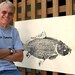Colosal Carp Original GYOTAKU Fish Art Rubbing on Heavy TAN stock Most popular large fish with beautiful detail