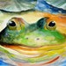 ORIGINAL Giant Watercolor Frog Art 18X19 lake and cottage decor