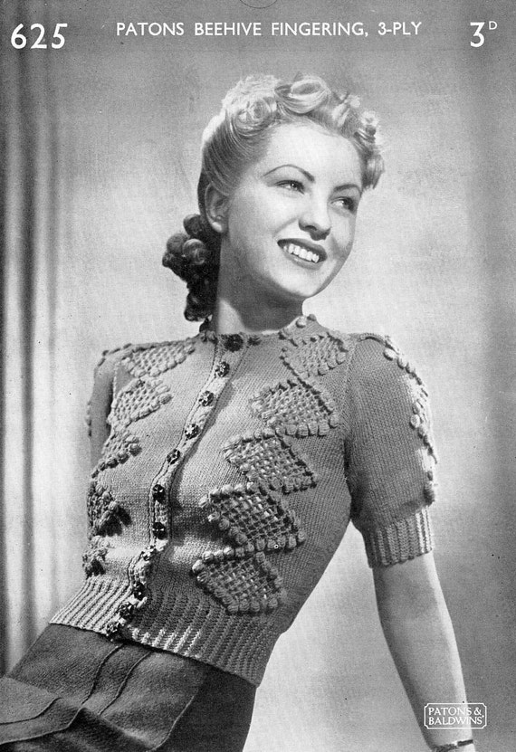 Vintage Ladies Cardigan Knitting Pattern 1940/1950 PDF