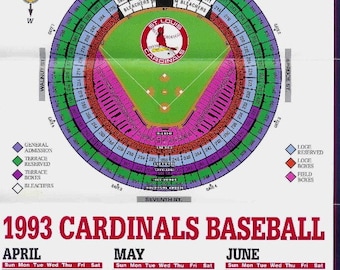 1993 Cardinals Baseball-Busch Stadium Schedule and Seating Chart