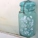 Blue Mason Jar // Shabby Beach Cottage Vase // Vintage Mason Jar // Urban Farmhouse storage