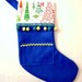 Felt Holiday Stocking - Pick Your Own Pocket Peeper - Crazy Christmas - Teal Lime Blue Trees