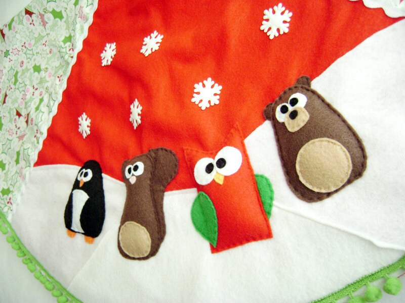 christmas tree skirt holly jolly red felt penguin christmas tree skirt holly jolly red felt penguin