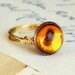 Button Ring Waistcoat Vintage Button Jewelry Size 8.5 Topaz