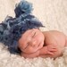 Baby Shower Gift, Sweet Baby Hat Hand Knit Gift for New Baby Girl or New Baby Boy, Hand Knit Hat for Baby Shower Gift, in Sky & Ocean Blue